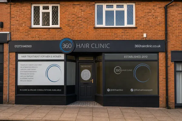 360 Hair Clinic fascia and window graphics