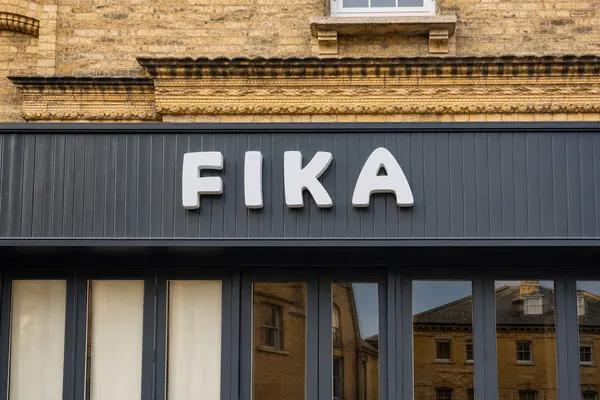FIKA letters on a dark fascia